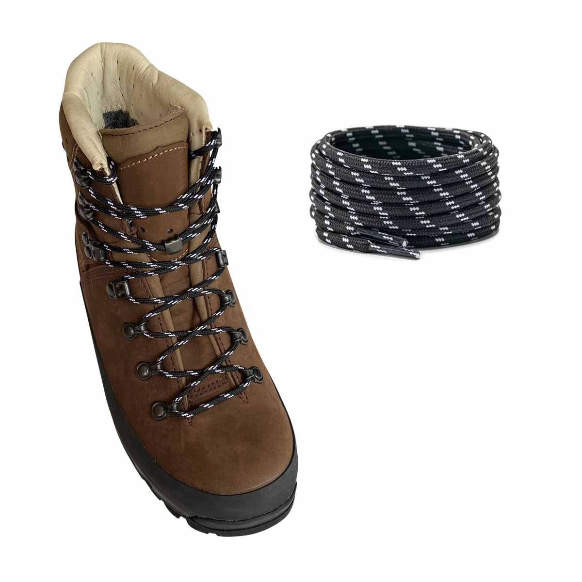 sznurowadla buty trekkingowe czarne biale