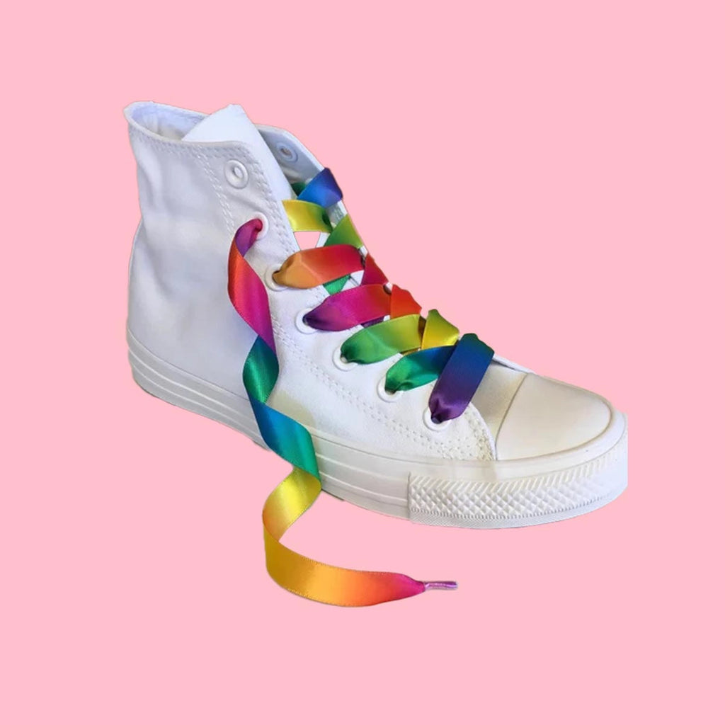 sznurowadla satynowe tecza buty
