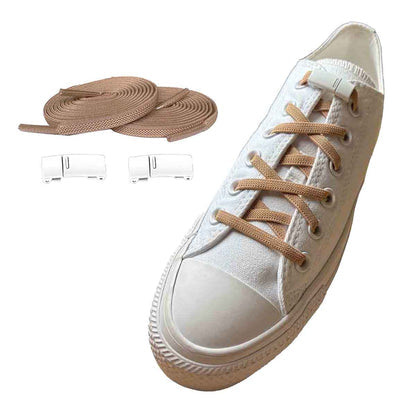 sznurowadla elastyczne brazowe jasne magnesy biale buty