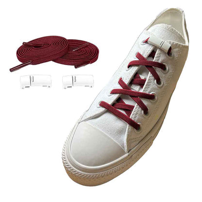 sznurowadla elastyczne czerwone bordowe magnesy biale buty