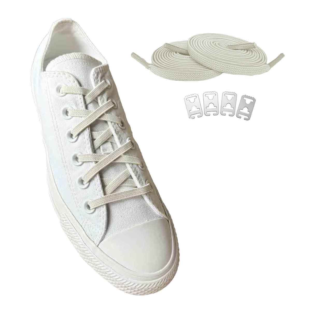 sznurowadla elastyczne kremowe kotwica buty