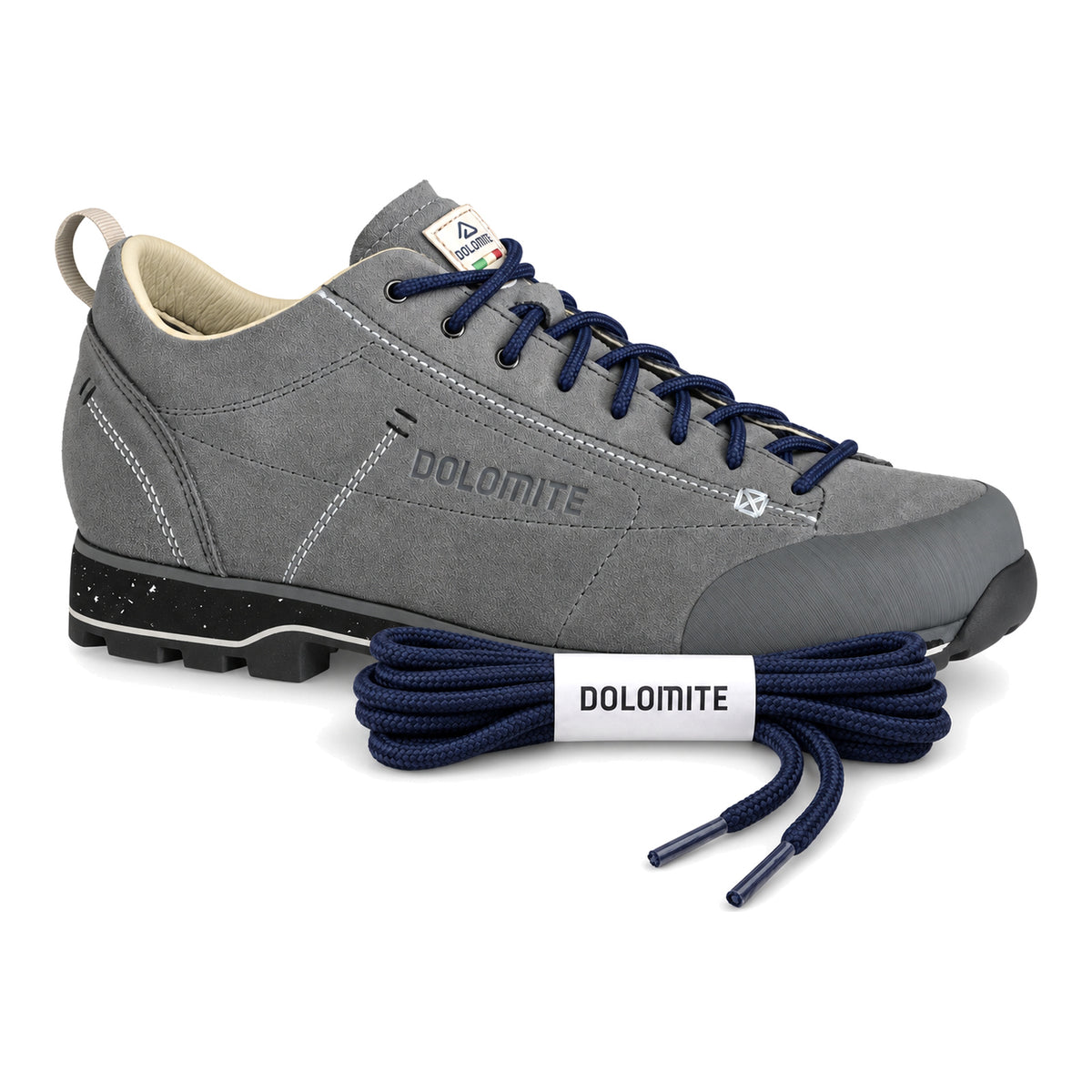 Niebieski granatowy – dolomite sznurowadla niebieski granatowy 04 but szary