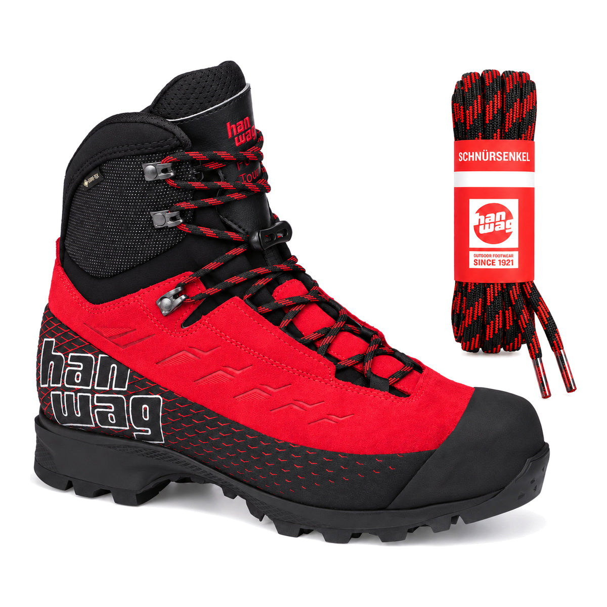 Czarno czerwony – sznurowadla hanwag czarno czerwony 04 but ferrata tour gtx