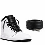 Czarny – sznurowadla skorzane plaskie czarny 05 but high top bialy czarny