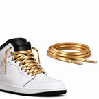 Złoty – sznurowadla skorzane plaskie zloty 02 but high top bialy