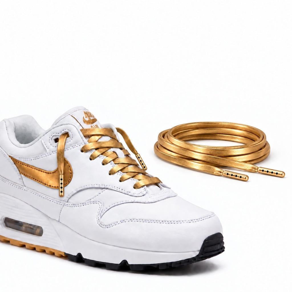 Złoty – sznurowadla skorzane plaskie zloty 06 but nike air max