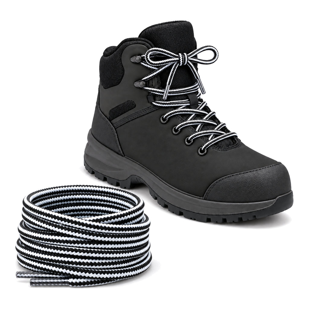Czarno biały – sznurowadla trekkingowe czarny bialy 03 but czarny