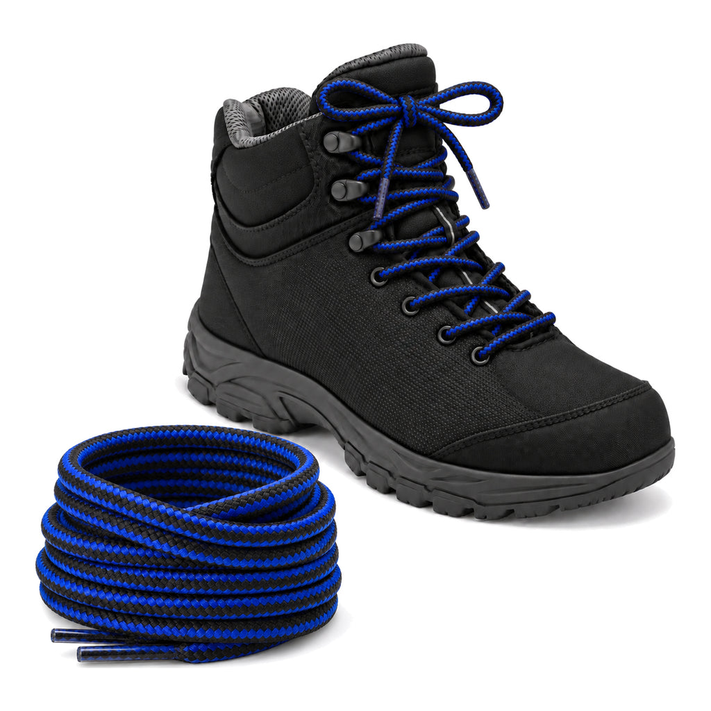 Czarno niebieski – sznurowadla trekkingowe czarny niebieski 03 but czarny