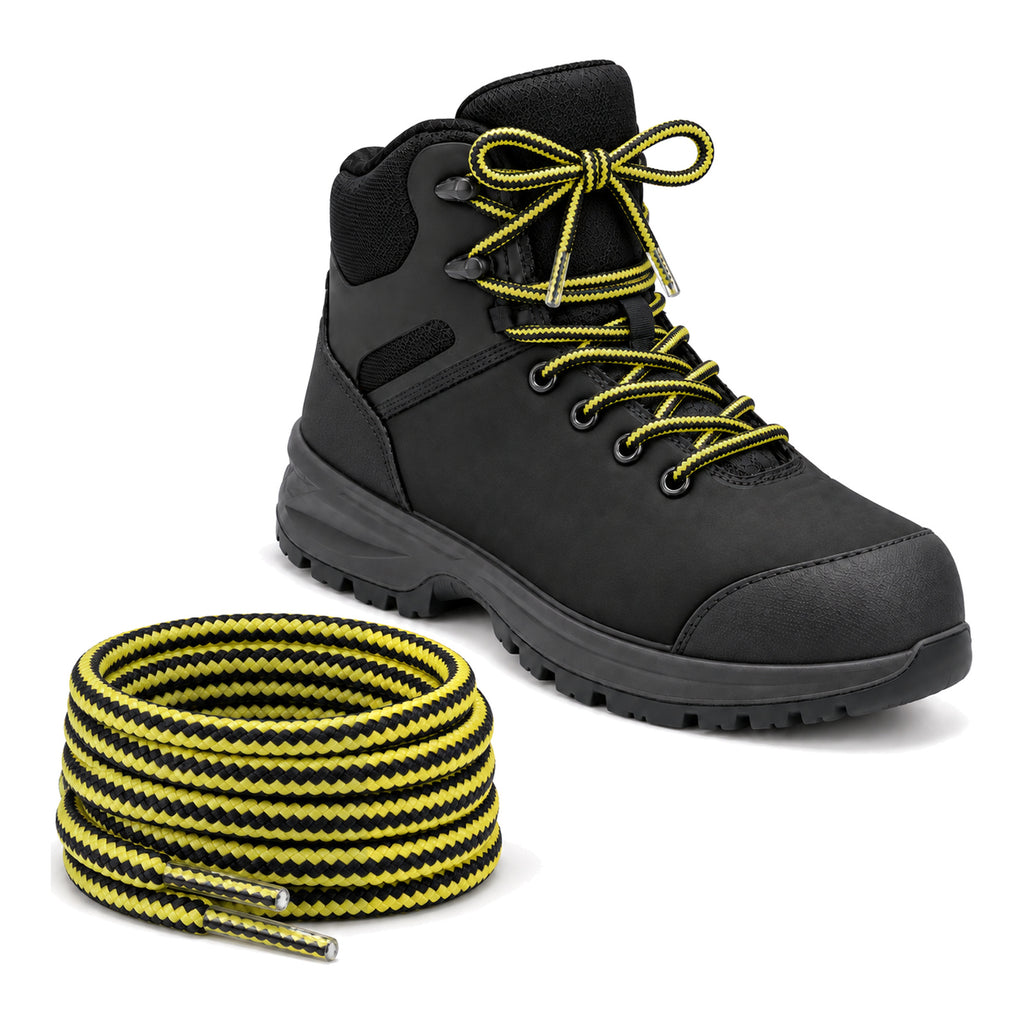 Czarno żółty – sznurowadla trekkingowe czarny zolty 04 but czarny
